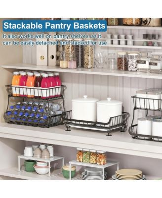 3-Tier Rolling Pantry Cart with Lockable Wheels for Kitchen Storage