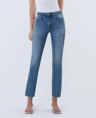 Women's Mid Rise Ankle Slim Straight Jeans