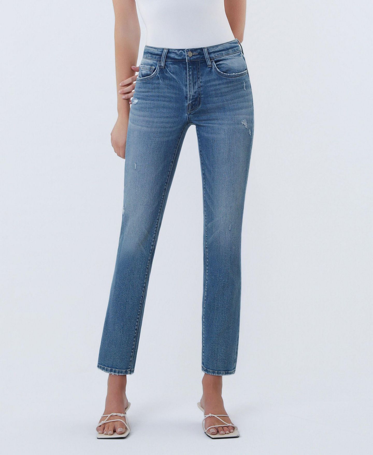 Женские джинсы Vervet Mid Rise Ankle Slim Straight, цвет: Чистый синий — фото 1