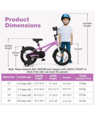 Kids Bike 14 Inch Children Training Bicycle with 2 Brake for 3-5 Years Old
