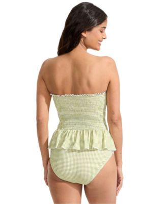 Women's Smocked Bandeau Peplum One Piece Swimsuit