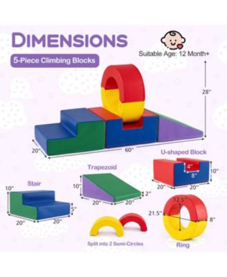 5-Piece Kids Foam Climbing Toys with PU Leather Cover