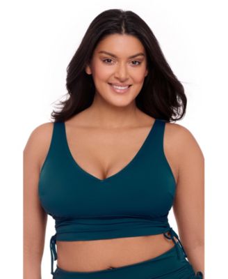 Women's S3 Supportive Cinched Adjustable Midkini Swimsuit Top - Indigo