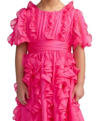 Little Girls Chiffon High Neck Ruffle Dress