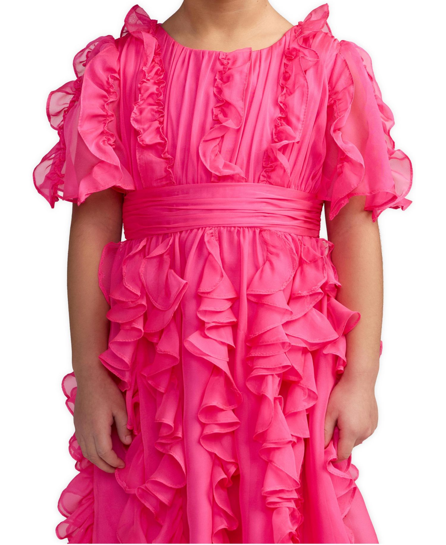 Little Girls Chiffon High Neck Ruffle Dress