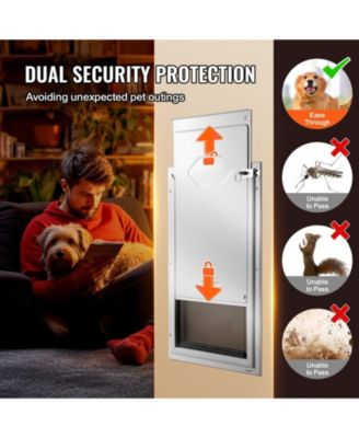 Aluminum Frame Pet Door 11.3" x 16" with Locking Flap for Interior or Exterior Doors