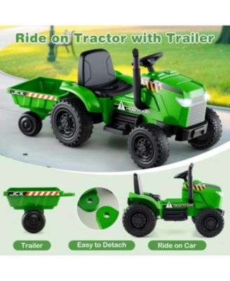12V 2 in 1 Kids Ride On Tractor with Trailer and 3-Gear Shift