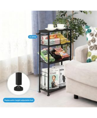 4-Tier Slim Storage Cart with Wood for Narrow Spaces - Multi-Purpose Use