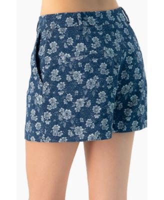Women's Floral Patterned Denim Shorts