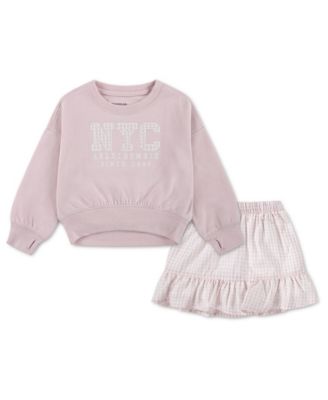 Toddler Girls' 2T-5T Crewneck Sweatshirt and Skort, 2-Piece Set