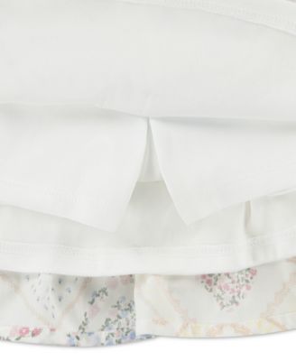 Toddler Girls' 2T-5T Flower Fleece Crewneck Sweatshirt and Skort, 2-Piece Set