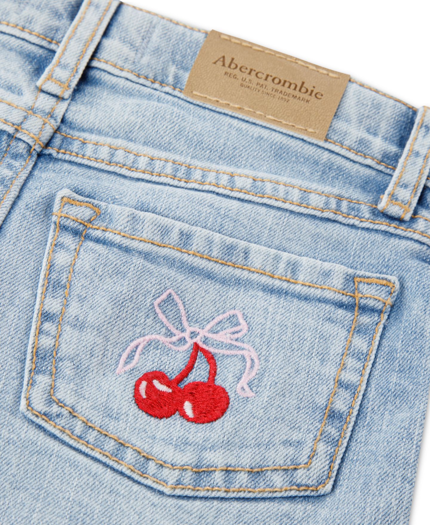 Шорты abercrombie kids Bow Cherry Denim Shorts для девочек-малышей, цвет: Синий — фото 4