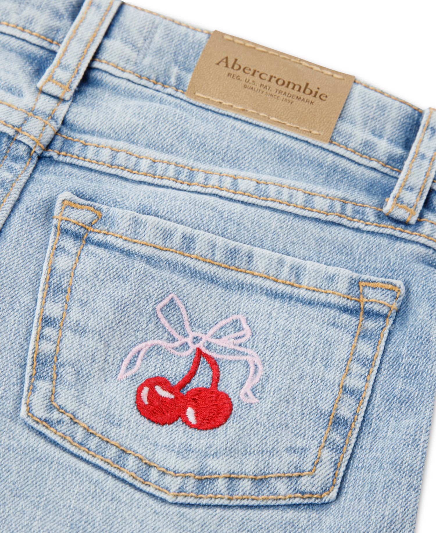 Toddler Girls' 2T-5T Bow Cherry Denim Shorts
