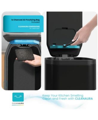 13 Gallon Slim Stainless Steel Kitchen Trash Can with CleanAura Odor Control and Soft Close Lid