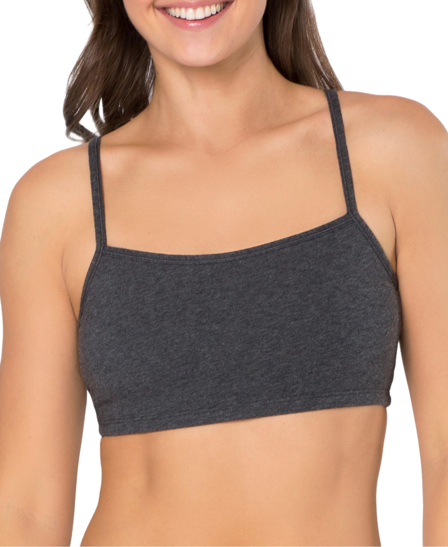 Women's Spaghetti Strap Cotton Sports Bra, 6 Pack
