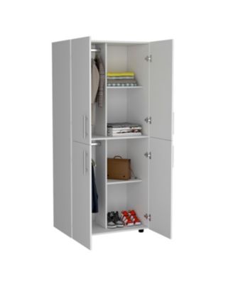 70inch Hazel Armoire 4-Door 6 Shelves 2 Hanging Rods Closet Cabinet