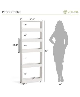 5-Tier Tall Narrow Storage Cart on Wheels, 63 '' Mobile Shelf Organizer, Rolling Utility Cart for Kitchen, Dining Room, Small Spaces