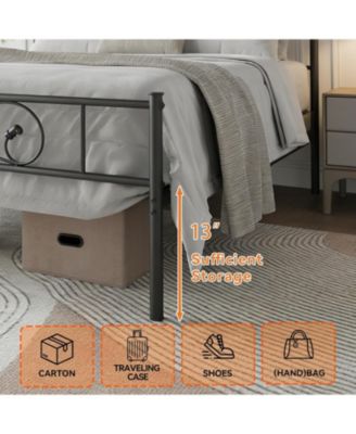 Queen Platform Bed Frame, Metal with Fist Design Headboard, Under-Bed Storage, No Box Spring Required, Easy Assembly, Noise-Free