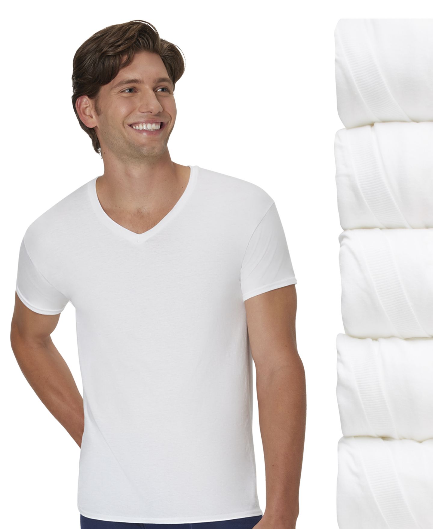 Мужские топы Hanes Ultimate V-Neck Undershirt, 5-Pack, цвет: Разноцветный — фото 7