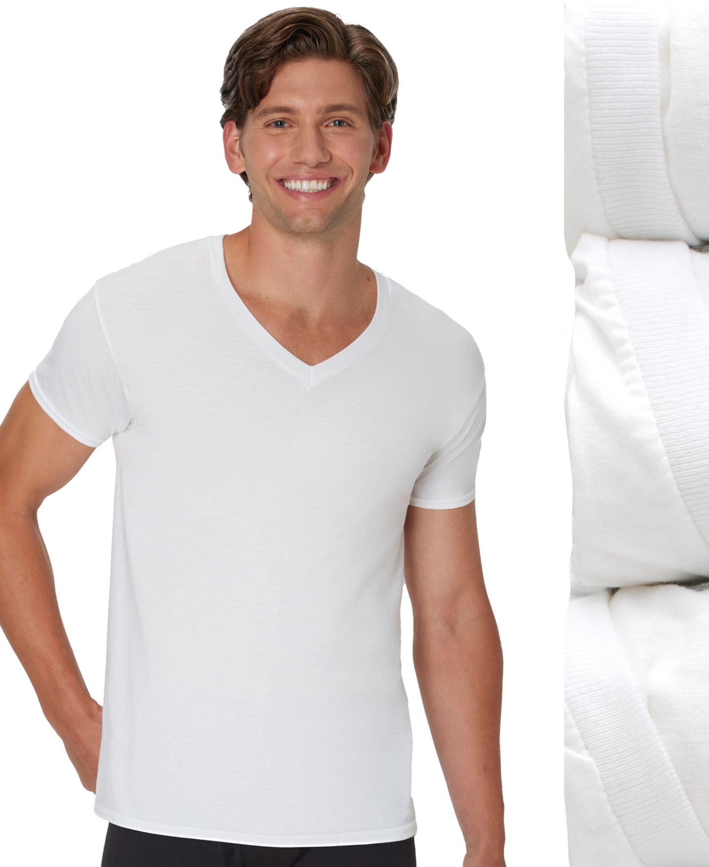 Мужские топы Hanes Ultimate V-Neck Undershirt, 3-Pack, цвет: Разноцветный — фото 3