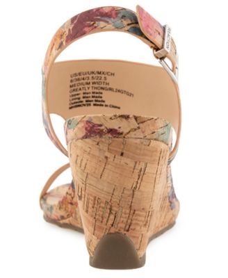 Women's Greatly Thong Almond Toe Wedge Sandals