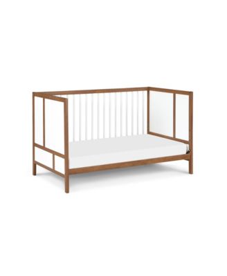  3in1 Convertible Crib with Solid End Panels Geometric Lines Solid Wood Three Adjustable Mattress Heights for Baby Nursery