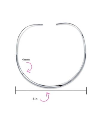 Simple Charm Slider Contoured Choker Collar Statement Necklace .925 Sterling Silver 3MM
