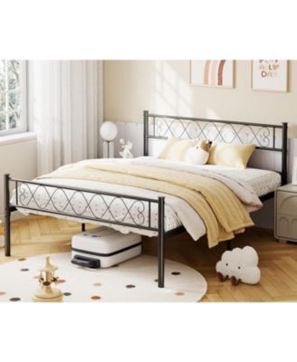 Metal Bed Frame - Headboard and Footboard with Iron Heart Design, Platform Bed for Boys and Girls, No Box Spring Needed