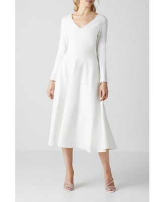 Women's V Neck Full Skirt Midi Dresses