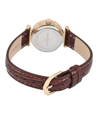 Women's Petite 25mm Sun-Moon Watch with Glossy Leather Strap
