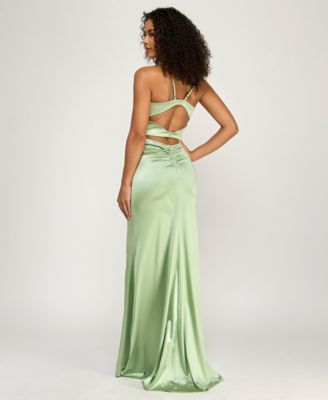 Juniors' Corset-Front Cutout-Back Gown