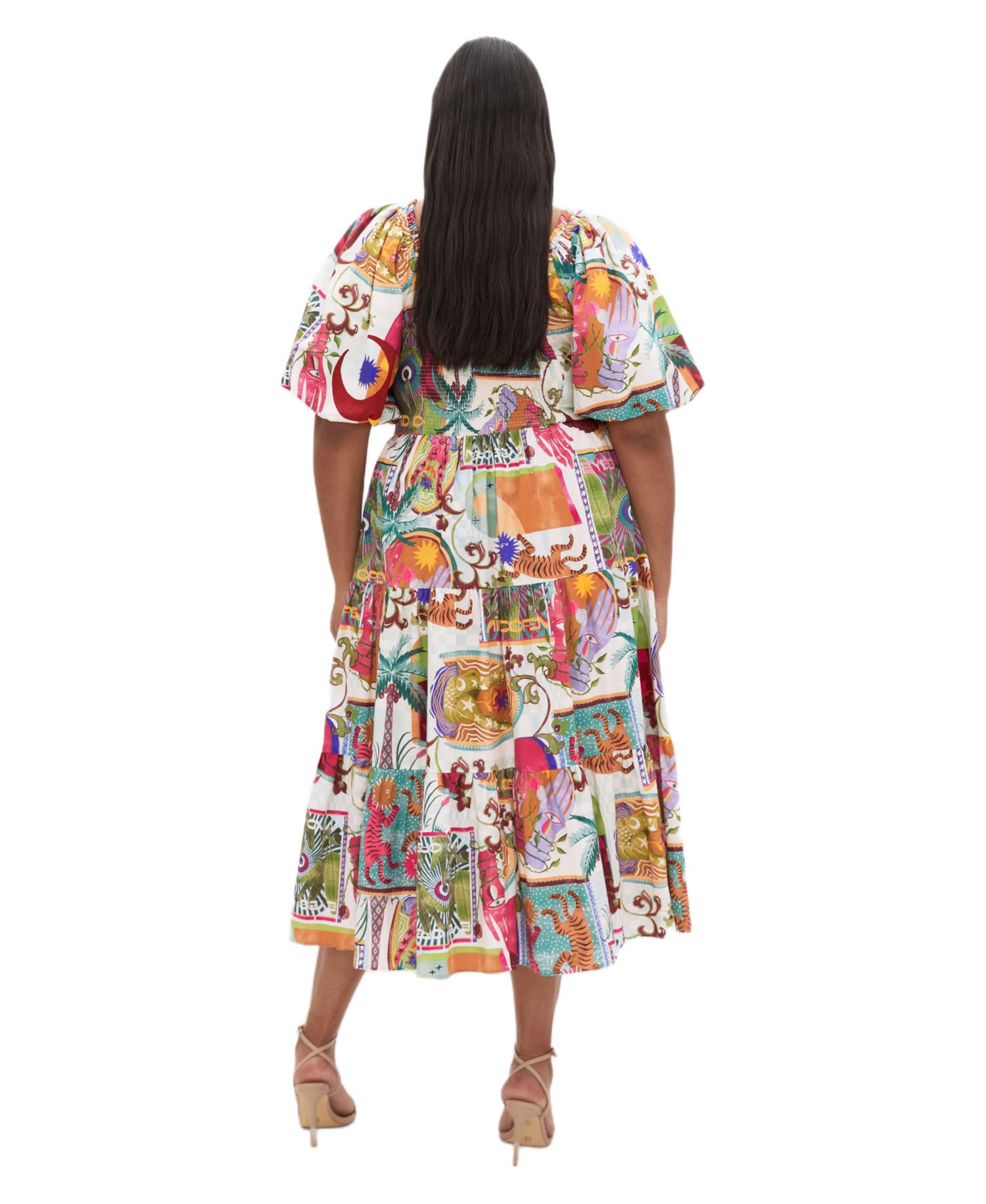 Women's Plus Size Simona Print Puff Sleeve Dress