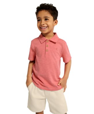Boys' 2T-7 Slub Pique Polo Shirt and Denim Shorts, 2-Piece Set