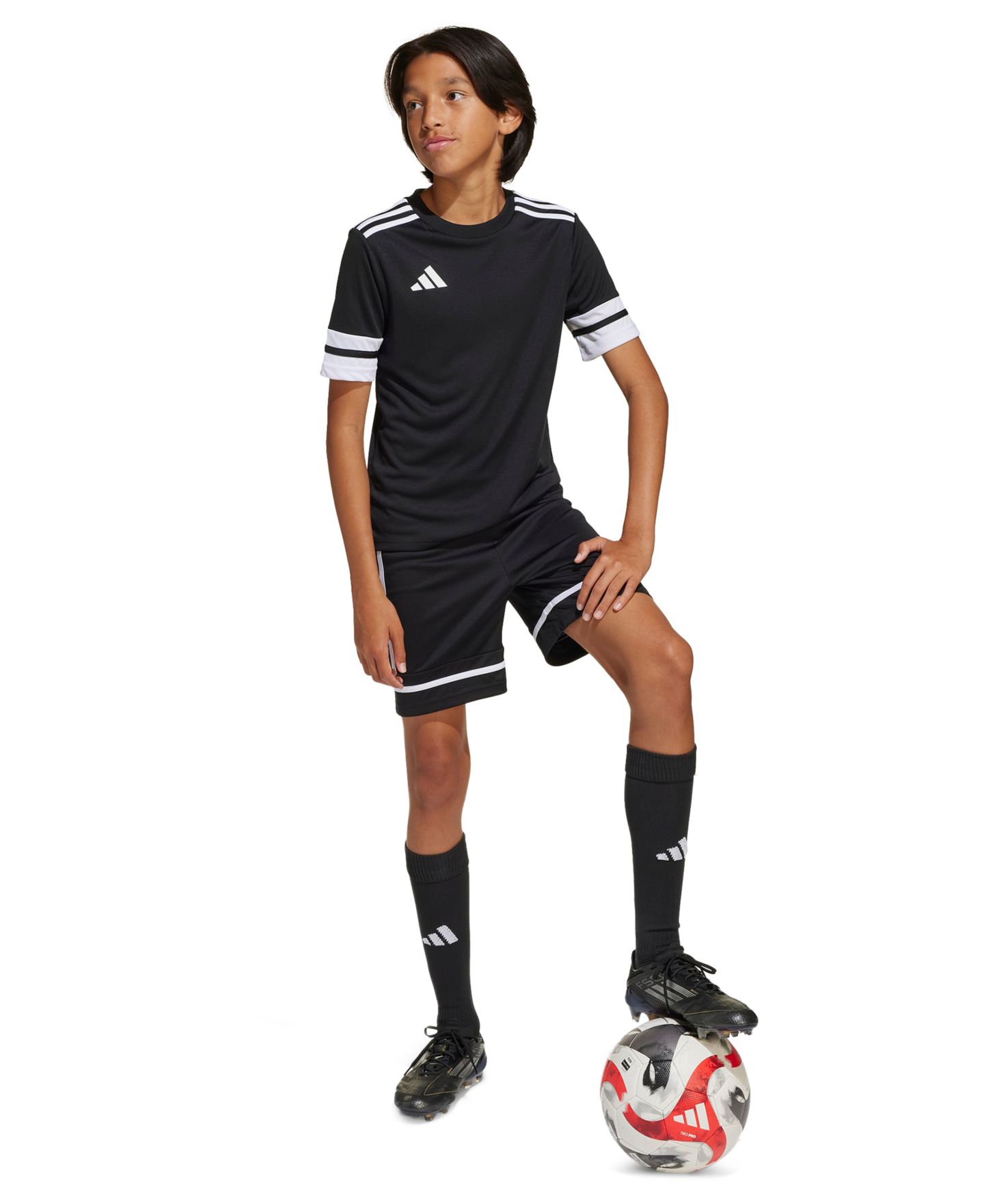 Детские шорты adidas Boys' and Girls' 6-20 Drawstring, цвет: Чёрный / Белый — фото 2