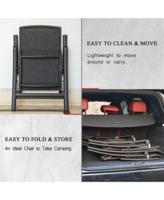 Folding Patio Chairs Set of 2, Aluminium Frame Reclining Sling Lawn ChairsTextilene Chairs