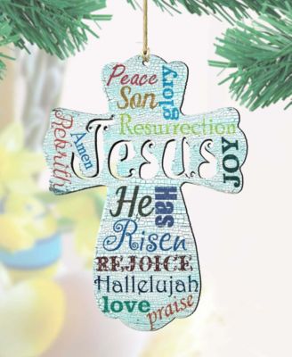 Jesus Cross Easter Wood Ornament, Set of 2