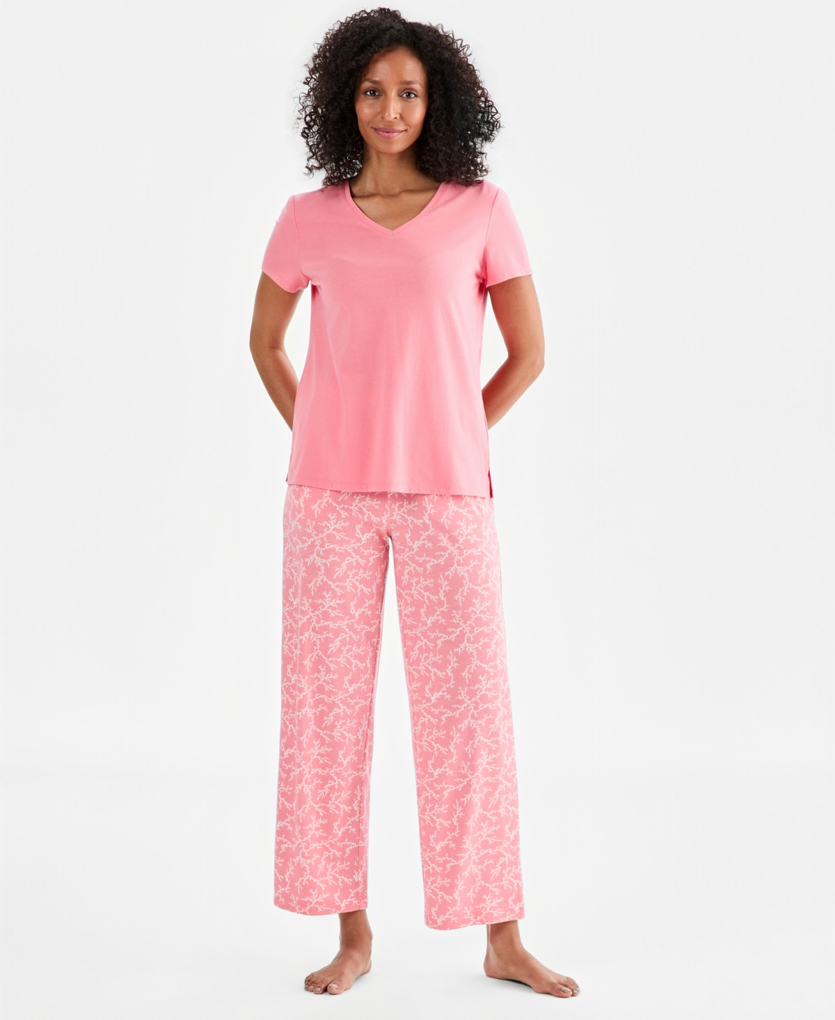 Женские Charter Club Women's Solid V-Neck Short-Sleeve Sleepwear Top — фото 4