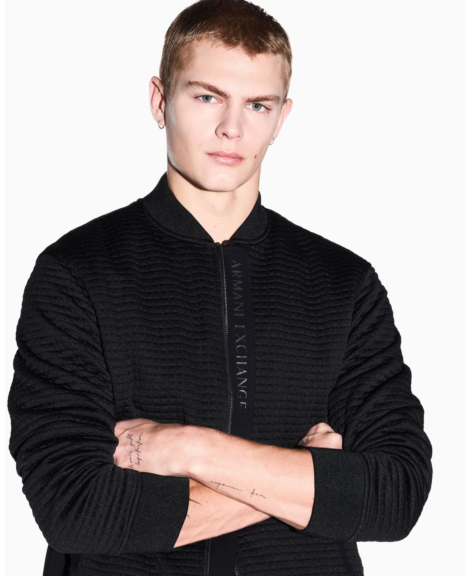 Men's Quilted Textured Bomber Jacket