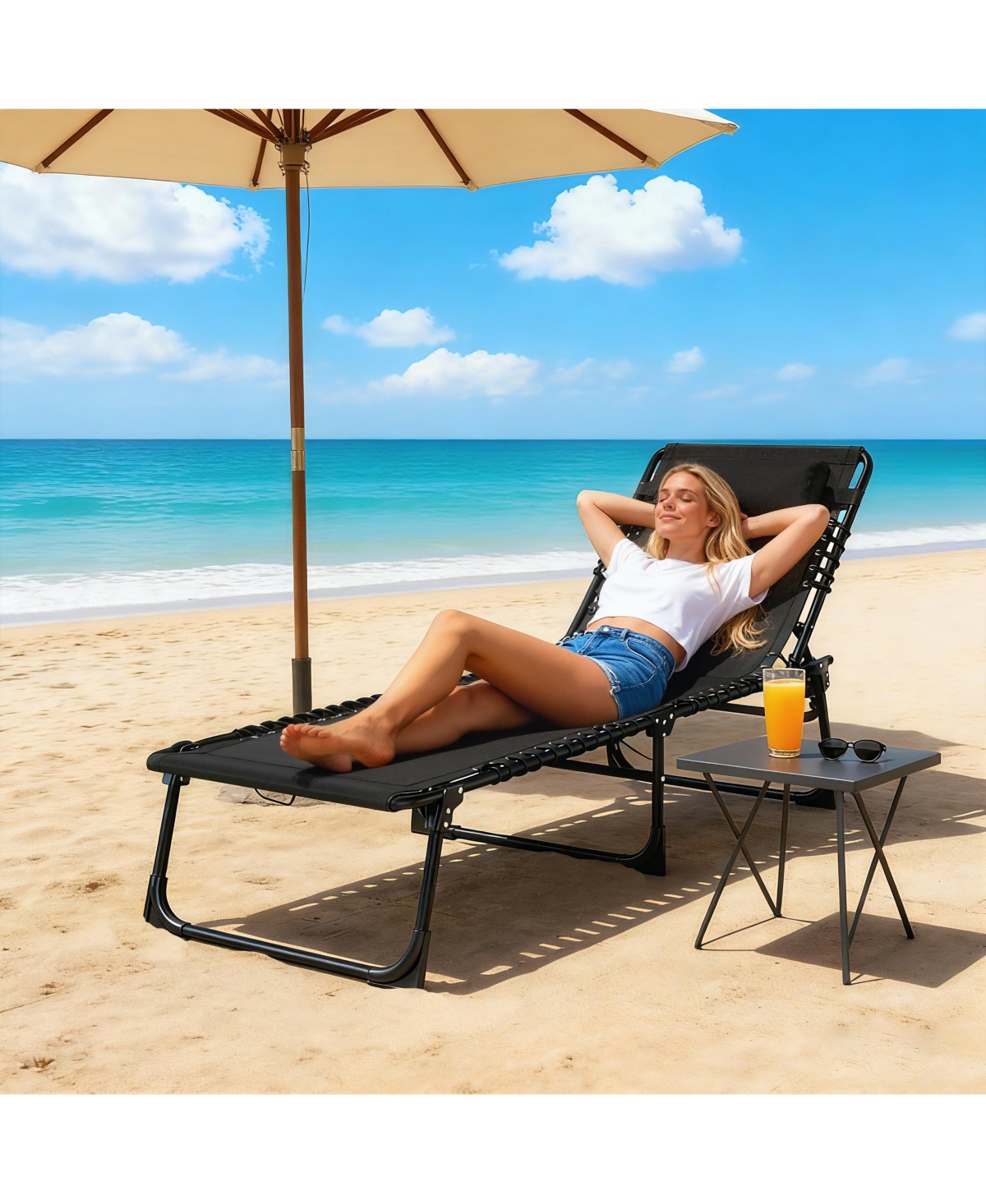 Outsunny 2 Chaise Lounge Pool Chairs, Folding, Reclining