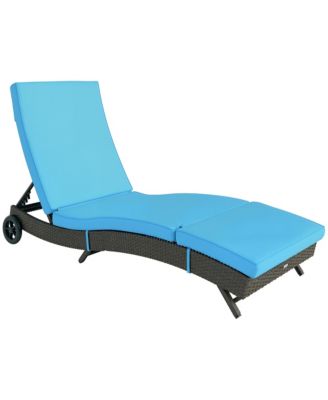 Chaise Lounge Chair, Outdoor PE Rat Sun Lounger