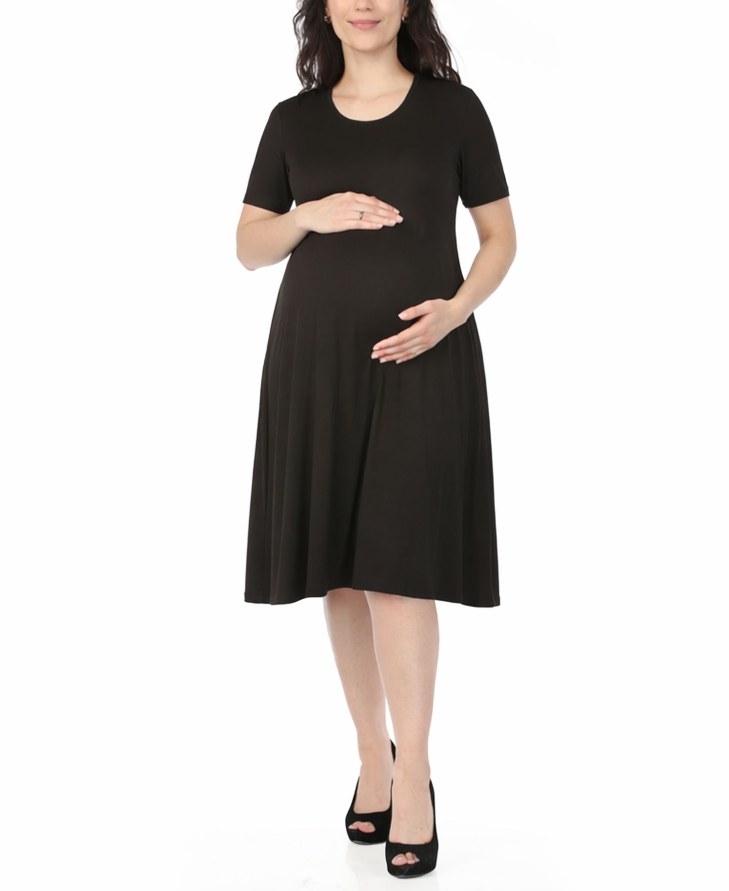 Женское платье White Mark Maternity Short-Sleeve A-Line, цвет: Чёрный — фото 2