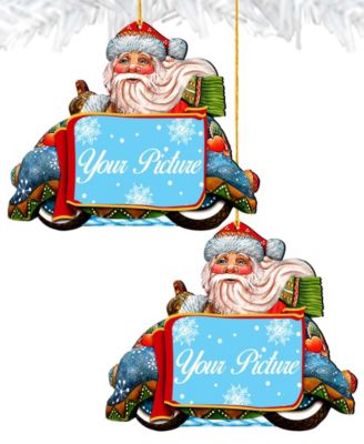 Merry Christmas Santa Picture Frame Ornament, Set of 2