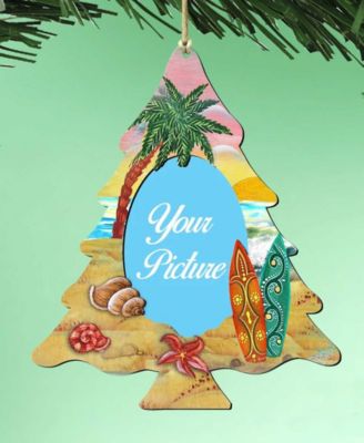 Coastal Christmas Tree Picture Ornament Set of 2