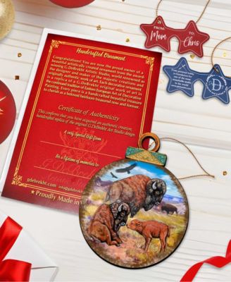 Buffalos Ball Wooden Ornaments, Set of 2