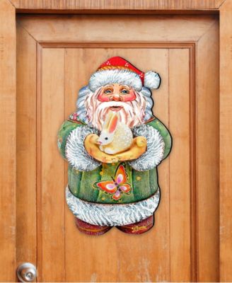Bunny Santa Christmas Door Hanger