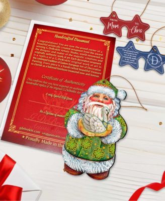 Celtic Swan Santa Wooden Christmas Ornament Set of 2