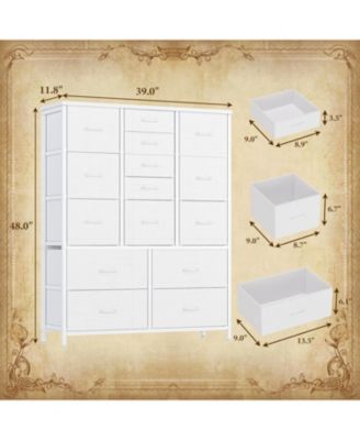 15 Drawer Dresser Unit, Chest of Drawers with Wood Tabletop & Metal Frame, Fabric Storage Organizer for Closet Bedroom Living Room