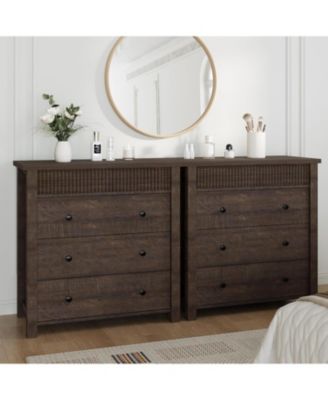 3-Drawer Nightstand Dresser for Bedroom, Wooden Chest of Drawers with Fluted End Table Design