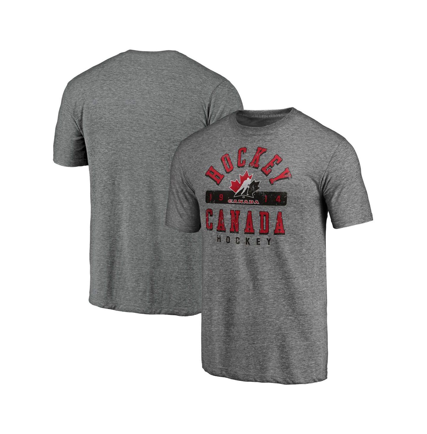 Мужская футболка Fanatics Heather Gray Hockey Canada Drop the Gloves Tri-Blend — фото 1