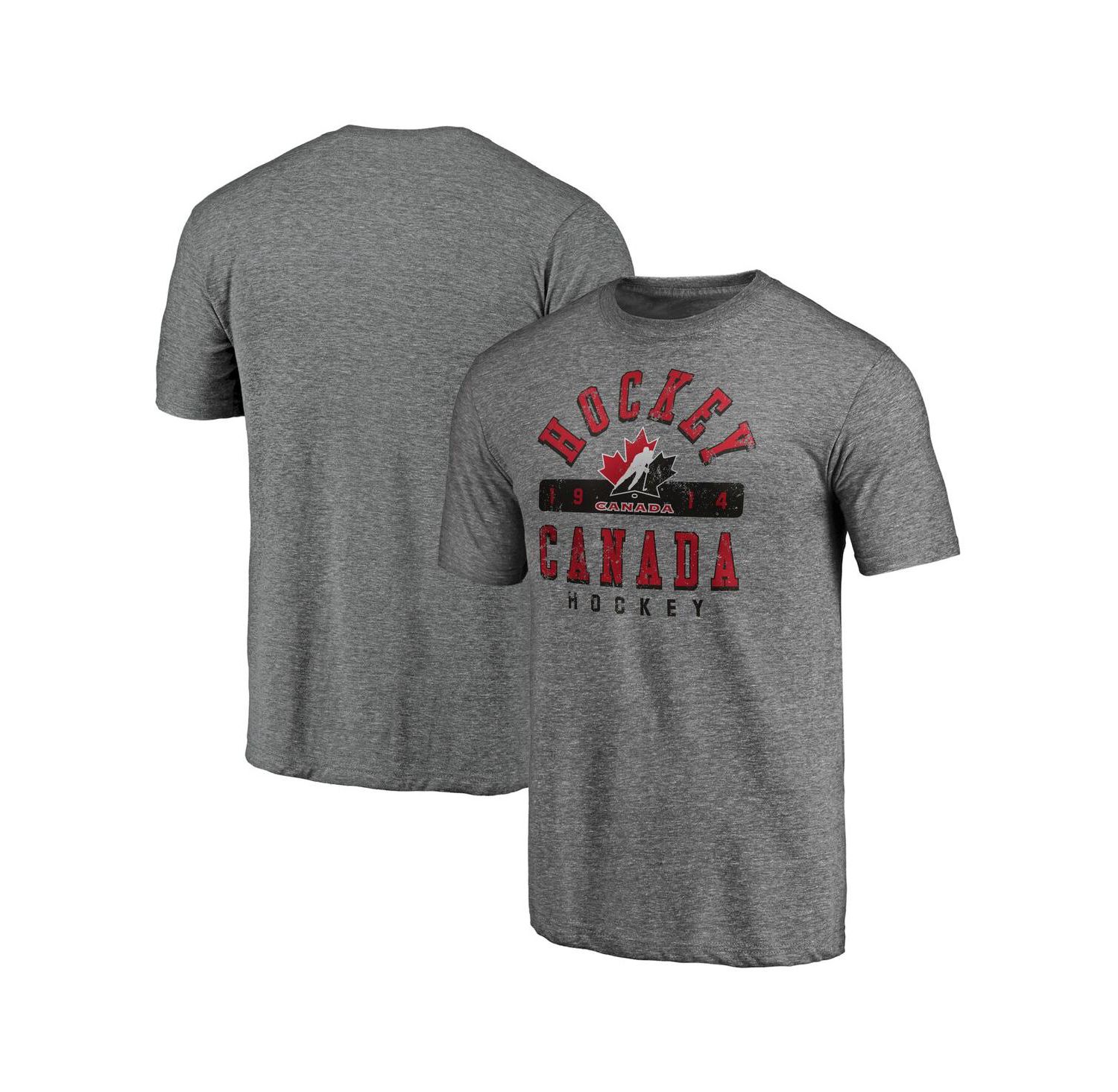 Men's Heather Gray Hockey Canada Drop the Gloves Tri-Blend T-Shirt